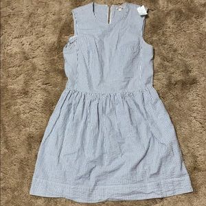 Blue and white striped dress